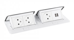 LEGRAND Pop-up dvojitá, 3x 230V, USB A+A napájací, biela