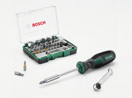 BOSCH 2607017331 27-dielna sada s miniračňou + ručný skrutkovač