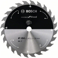 BOSCH 2608837698 Pílový kotúč pre AKU píly Standard for Wood 184x1,6x16 mm, 24