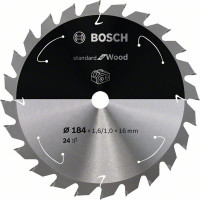 BOSCH 2608837700 Pílový kotúč pre AKU píly Standard for Wood 184x1,6x16 mm, 24