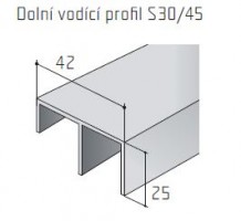 S-profil S30/45 spodný elox 3m