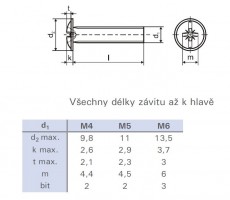 Skrutka okrasná DIN 967 M6x50 zinok biely