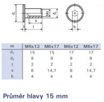 Matica nábytková spojovacia M6x17mm zinok biely hlava 15mm