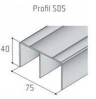 S-S05 horný vodiaci profil 2,5m nerez