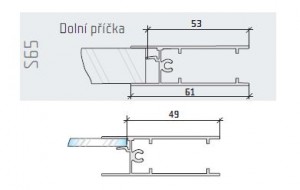 S-S65 dolný profil 4/18mm 4m strieborný